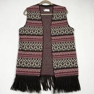 Vintage Lord Jeff Sweater Vest Mens‎ Medium Wool Open Fringe Fair Isle 70s Beau